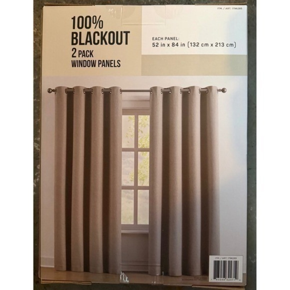 Blackout Curtains Panel Pair by Piper 52"x84" Magnetic Closure| 2 Pack Beige